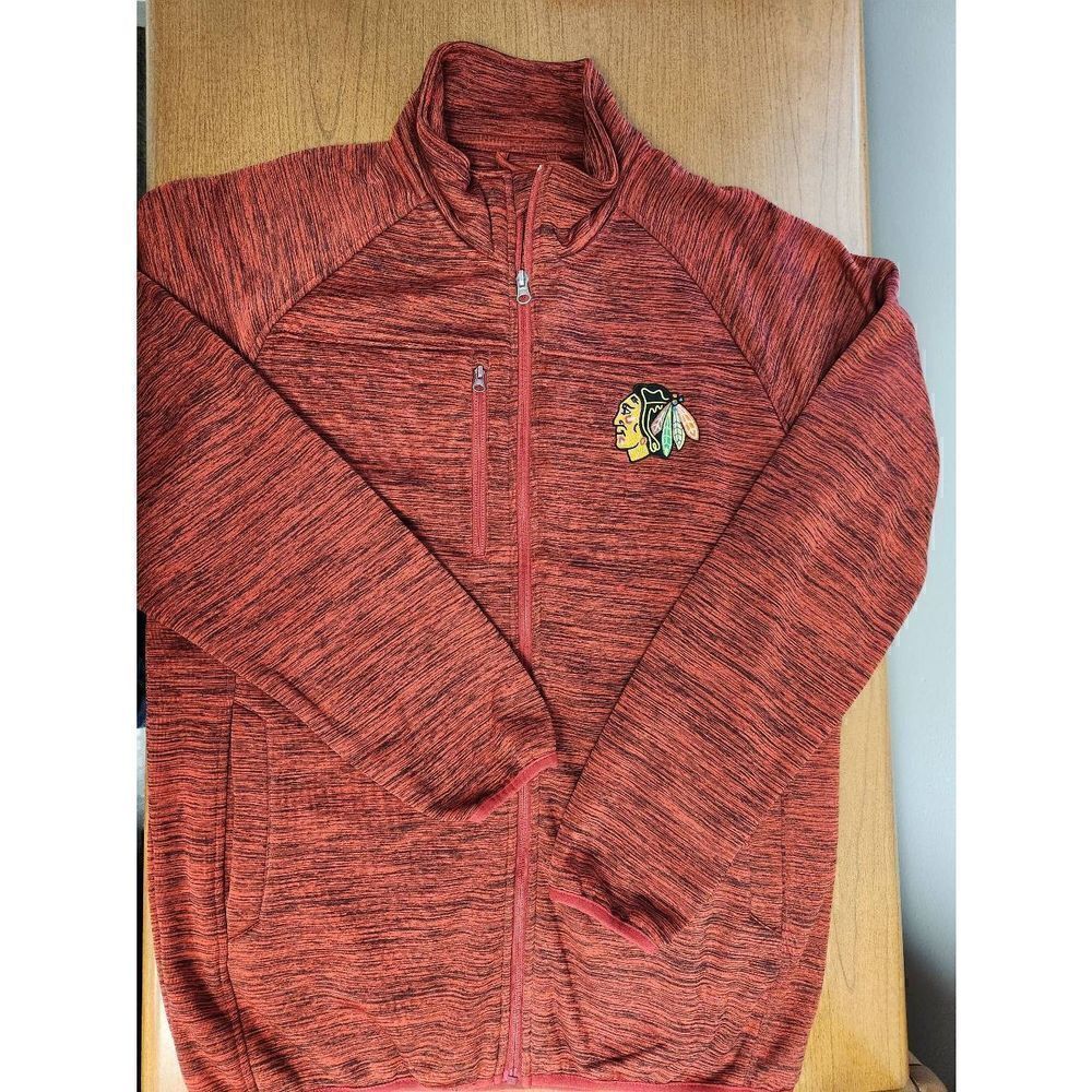 NWOT NHL CHICAGO BLACKHAWKS LARGE Red full zip jacket with front slip pockets an